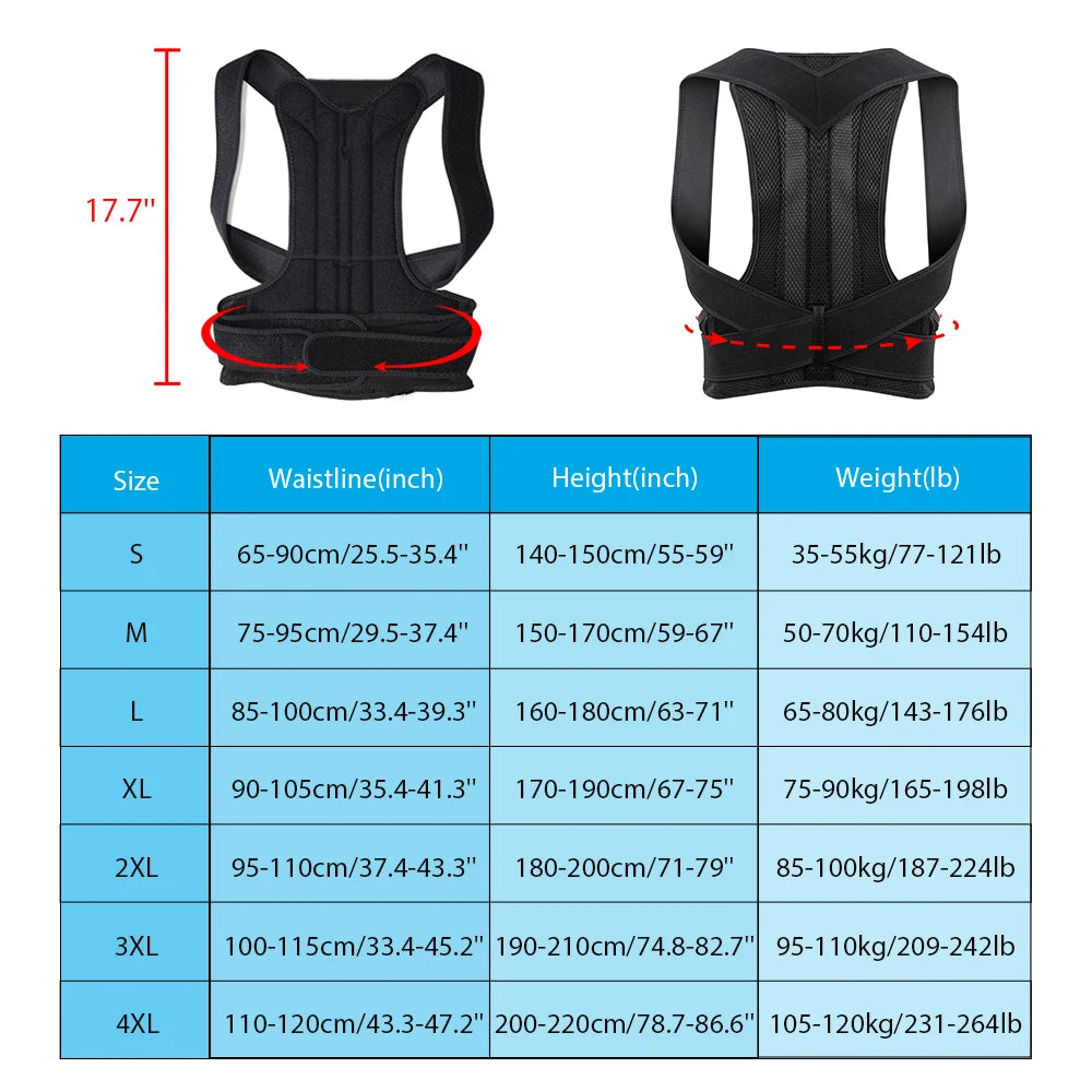 Back Brace Posture Corrector for Women & Men, Adjustable Back Lumbar Support