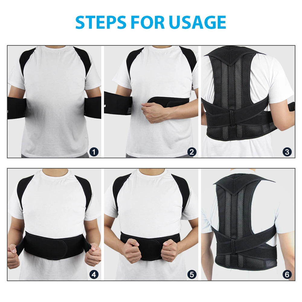 Back Brace Posture Corrector for Women & Men, Adjustable Back Lumbar Support