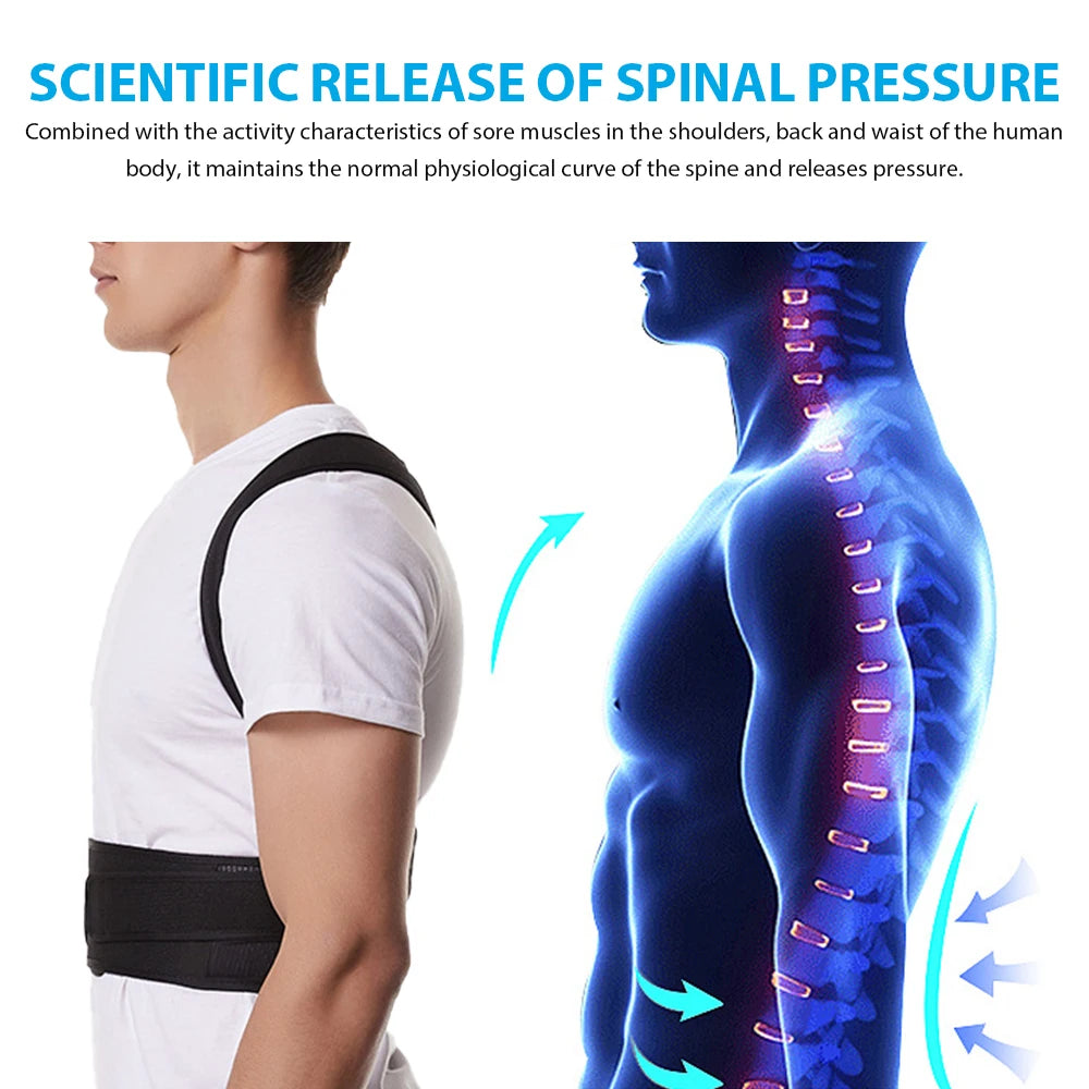 Back Brace Posture Corrector for Women & Men, Adjustable Back Lumbar Support